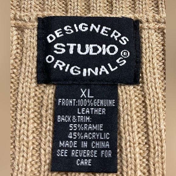 Designers Studio Originals Women’s Tan Suede Leather Cable Knit Vest Size XL. - Picture 5 of 7